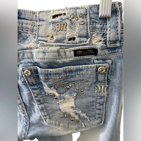 Miss Me Signature Straight Women's Jeans 28x33 Distressed JE8604TL - Picture 5 of 8